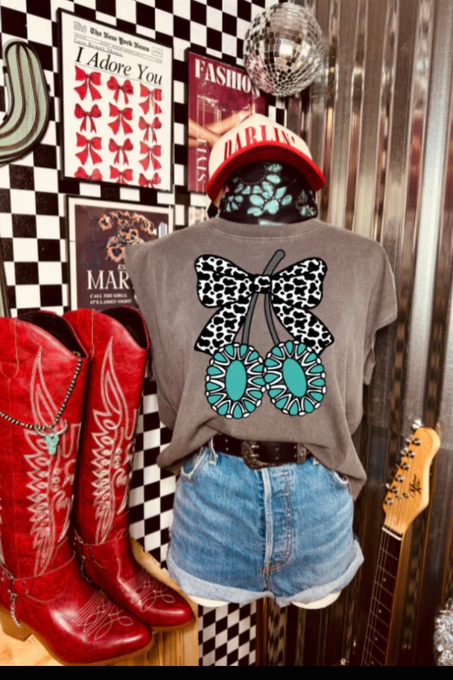 #899a Turquoise bow