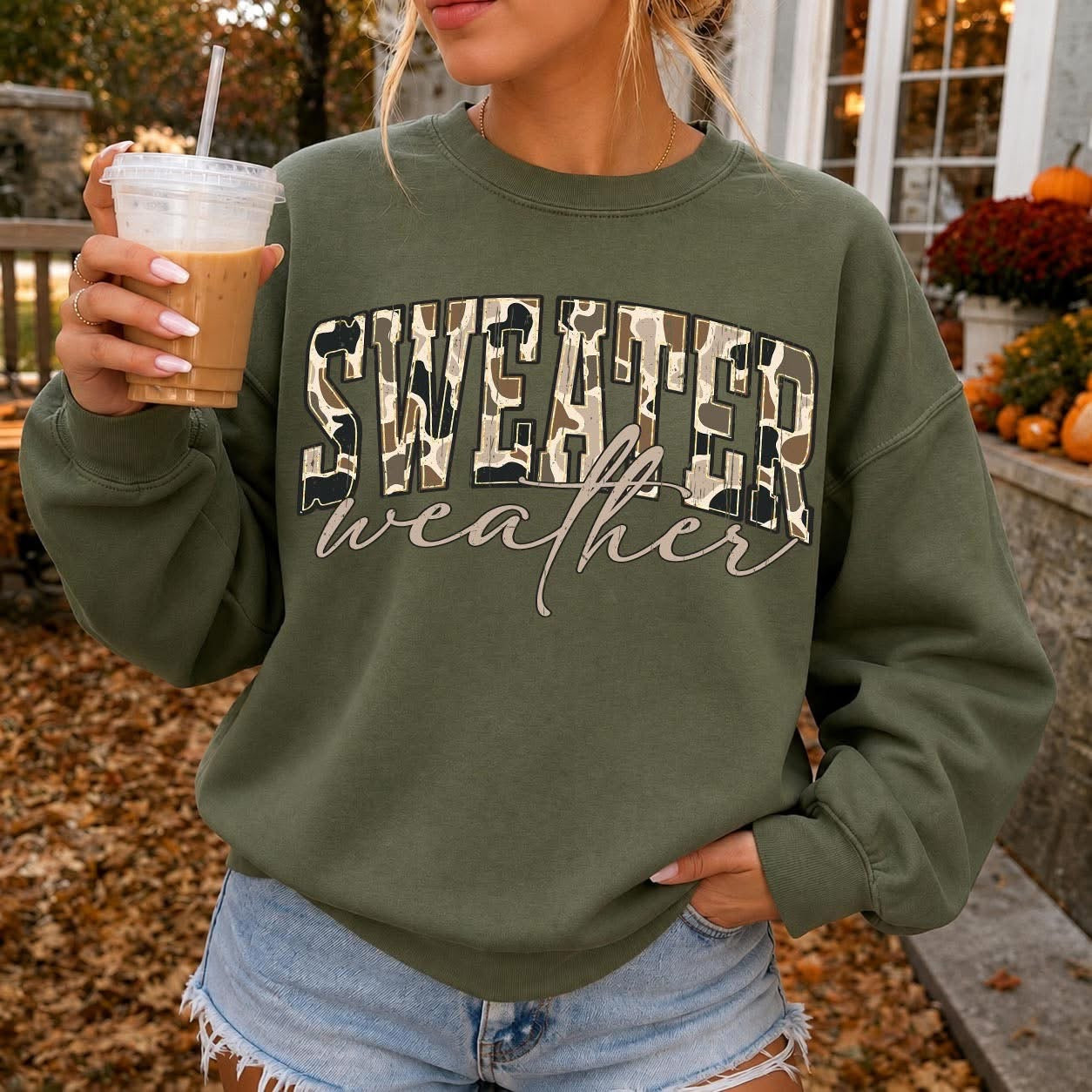 #1277a Camo sweater weather