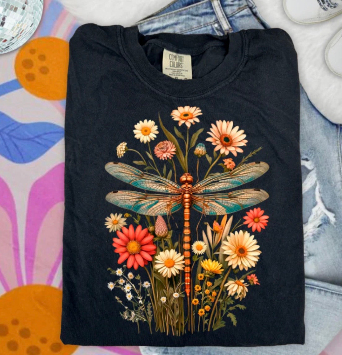 #974a Dragonfly with flowers