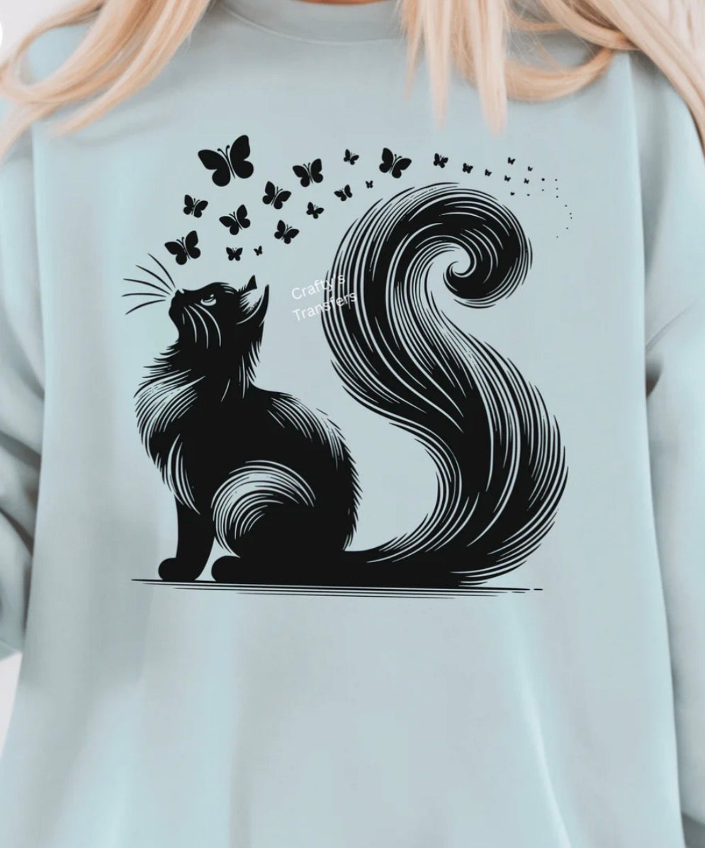 #676a Cat with butterflies