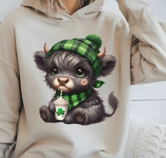 #608a Cow with green beanie
