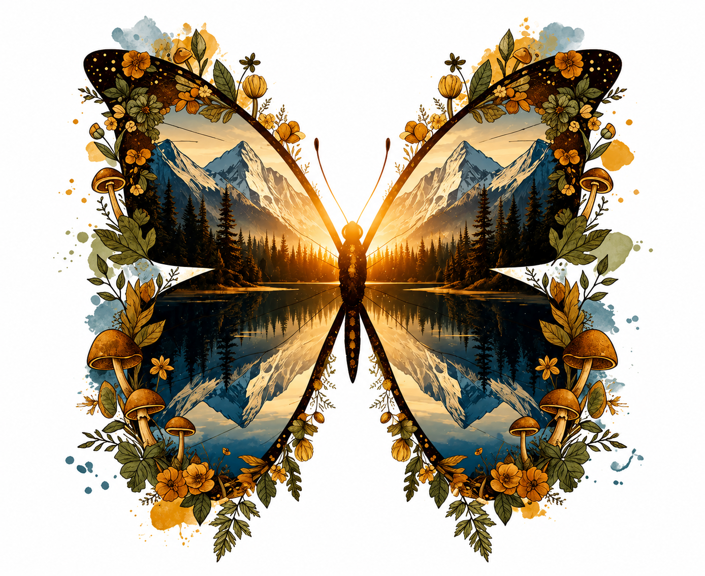 #1208a Butterfly with mountain scene