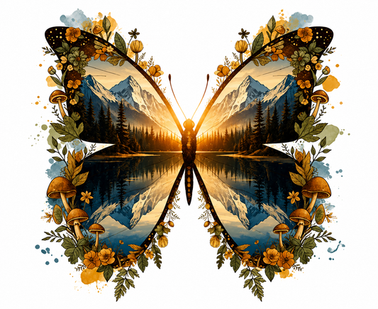 #1208a Butterfly with mountain scene