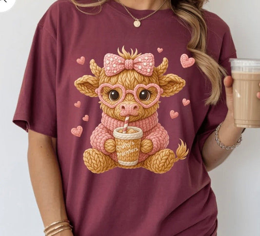 #386a Faux yarn cow