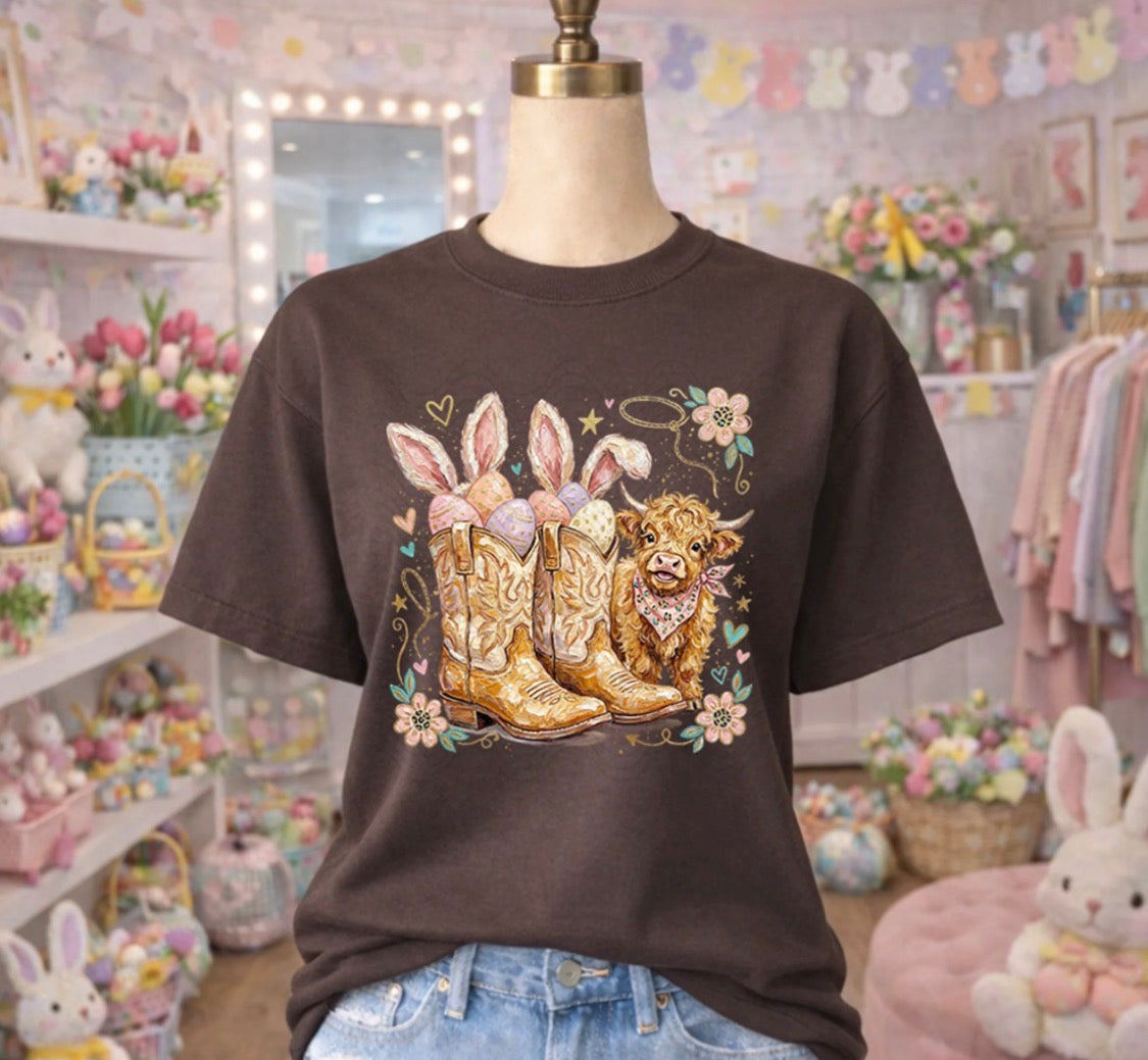 #437a Easter boots with cow