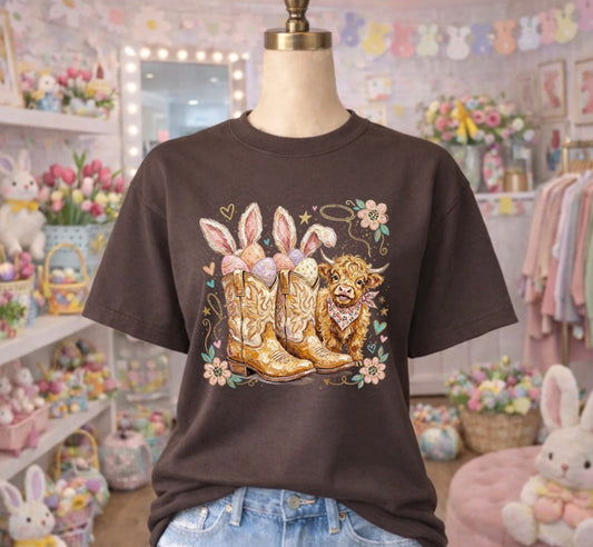 #437a Easter boots with cow