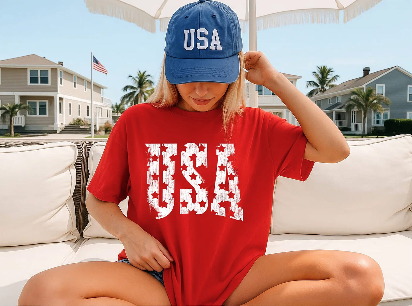 #1061a White distressed USA