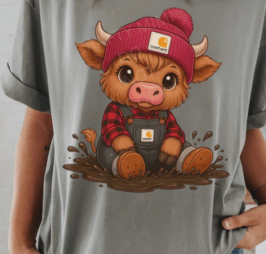 #373a Cow in mud
