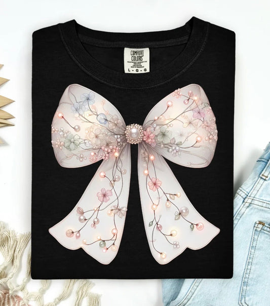 #494a Bow with dainty flowers