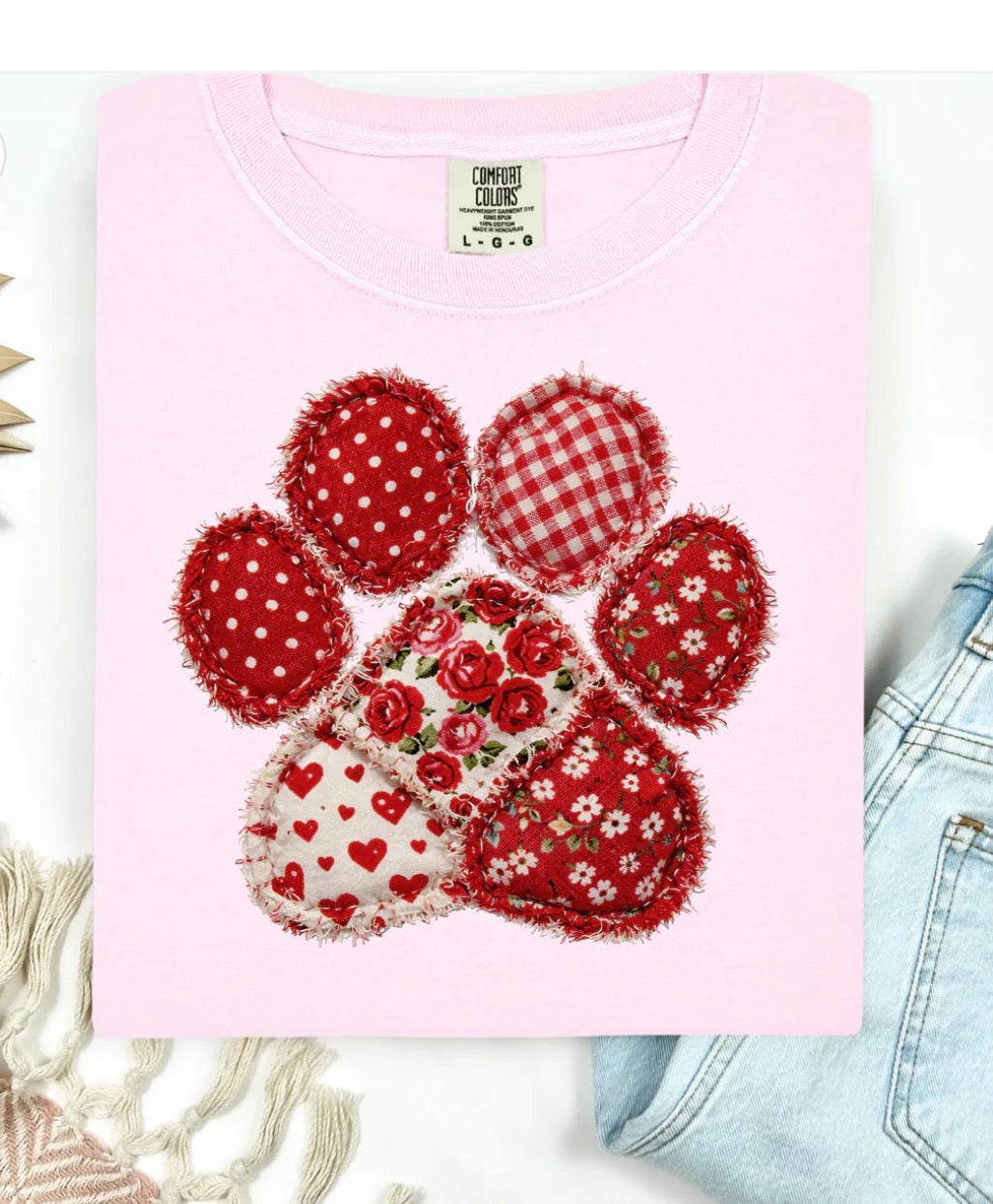#491a Fabric paw print