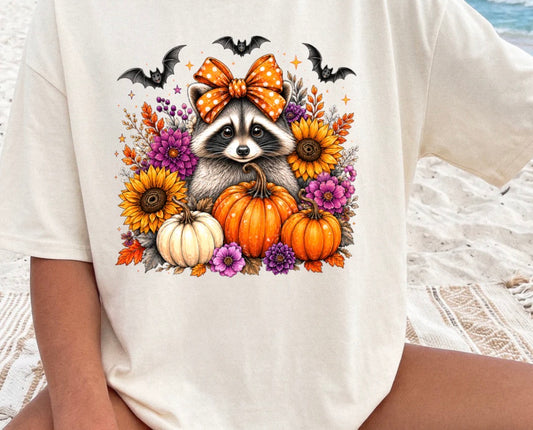 #1066a Raccoon with pumpkins