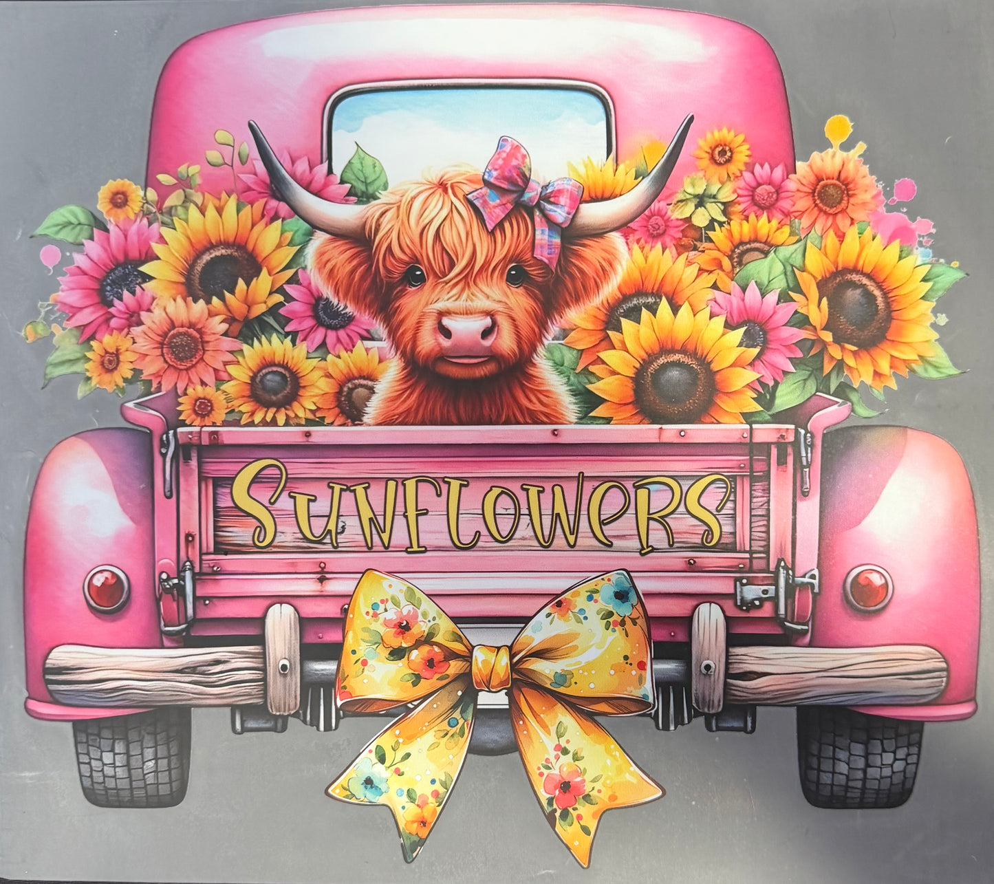 #1291a Pink truck cow
