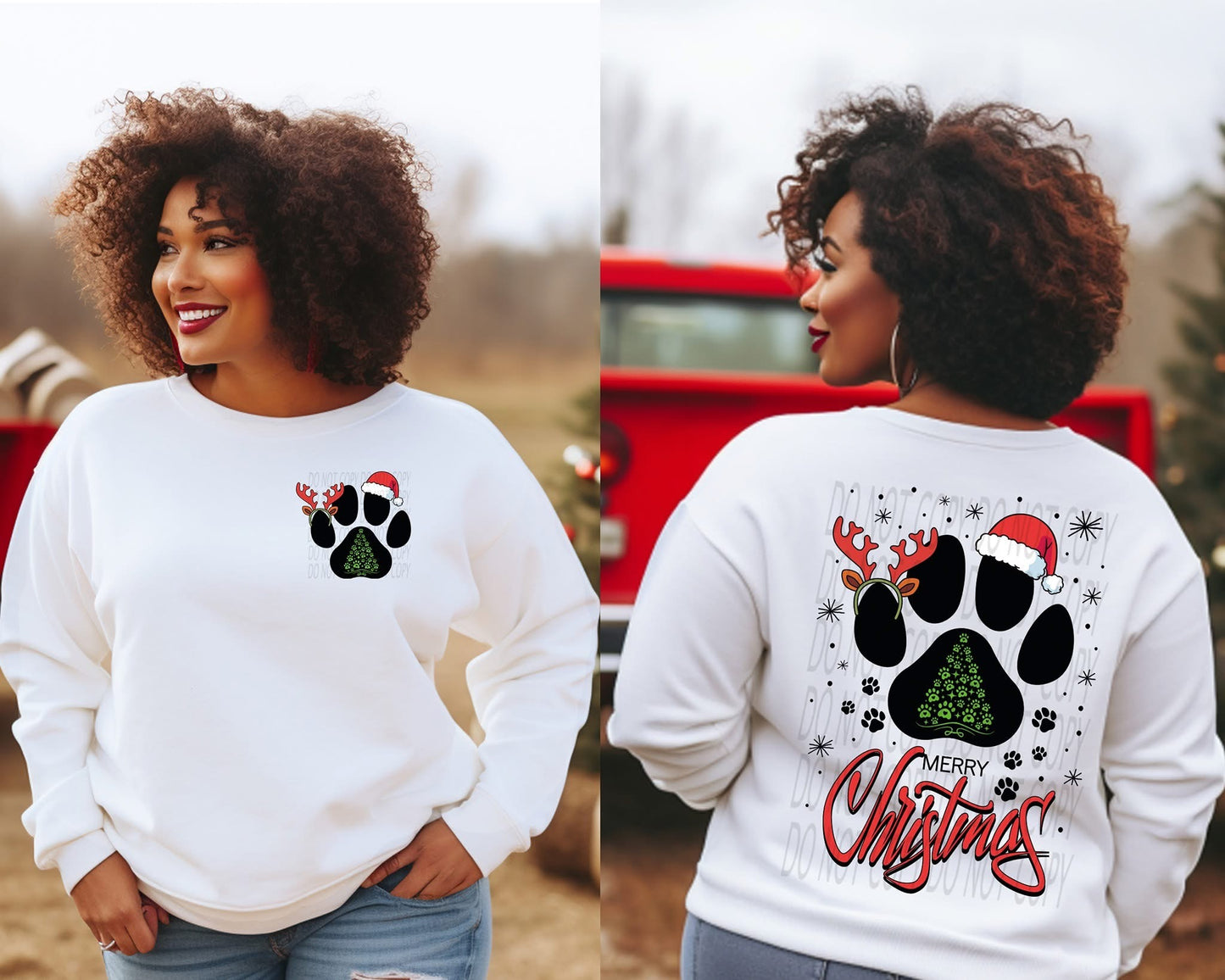 #1300a Paw print merry Christmas