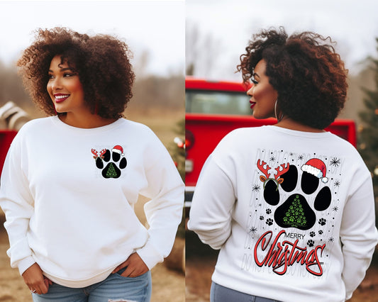#1300a Paw print merry Christmas