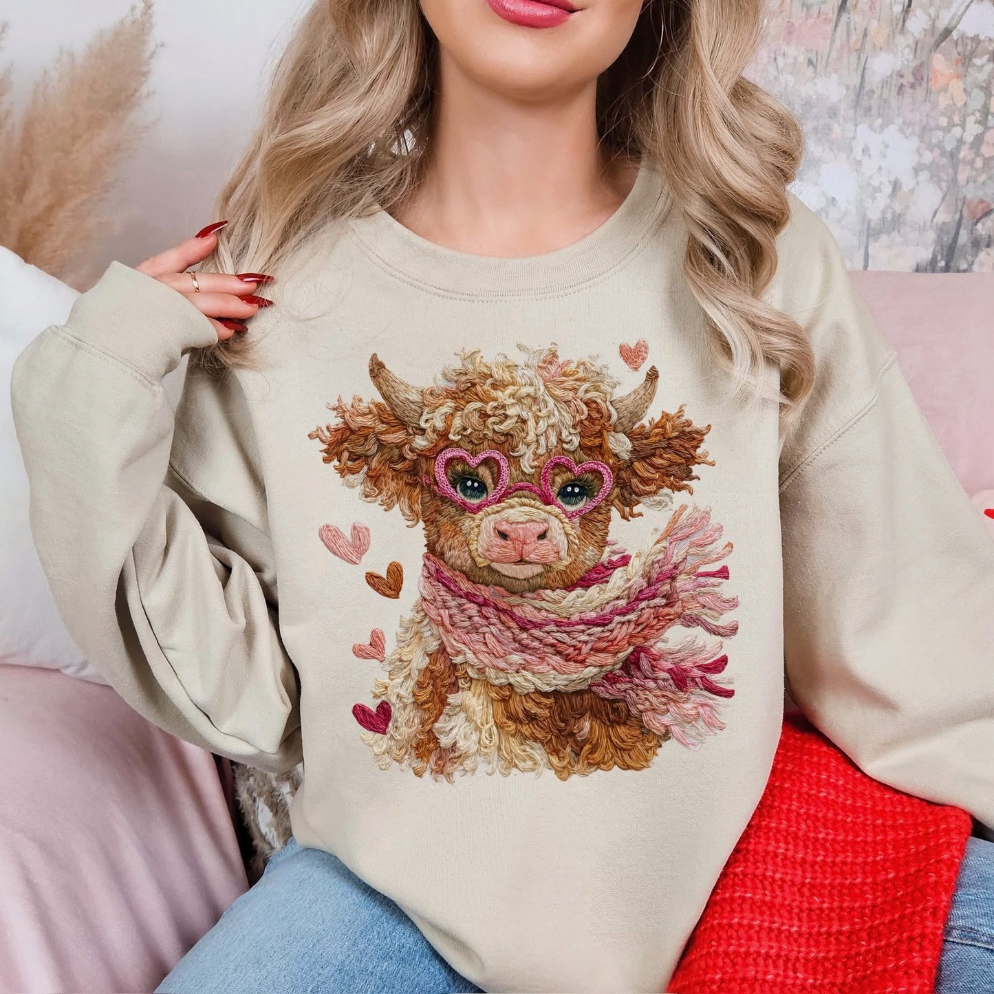 #415a Faux yarn cow