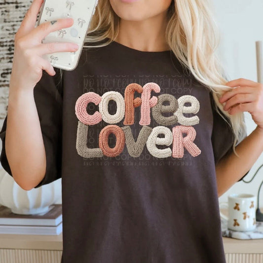 #357a Faux yarn coffee lover