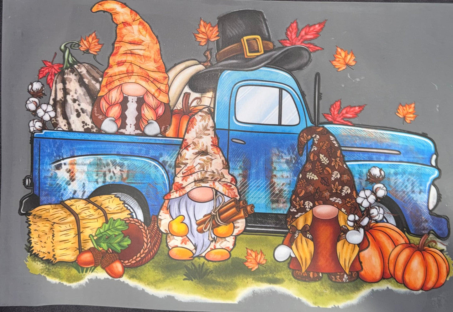 #1239a Fall gnomes in truck