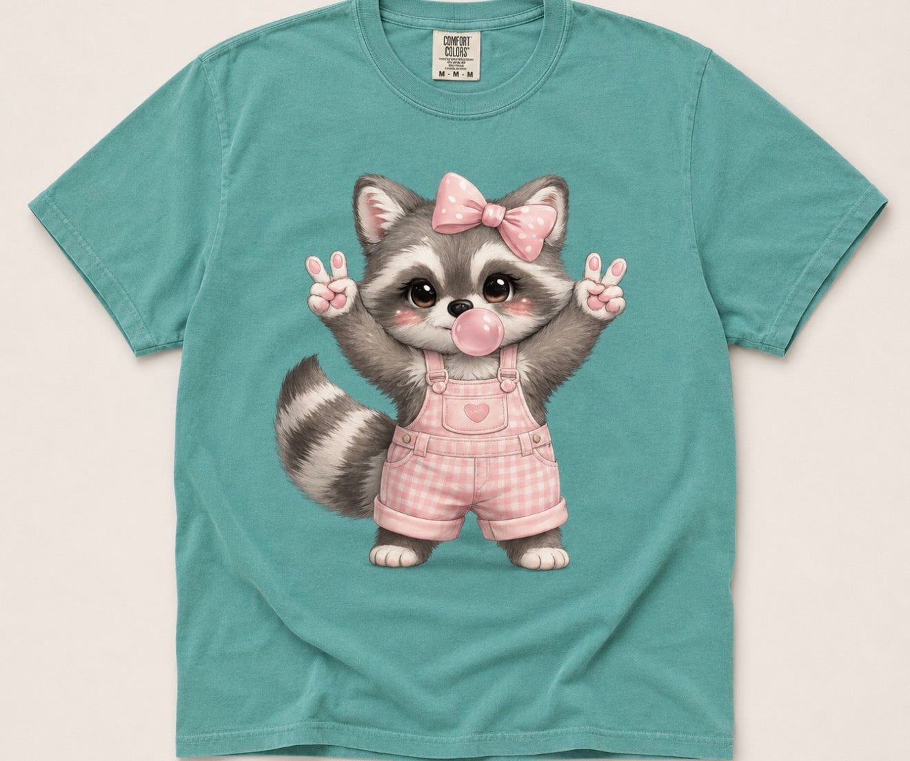 #957a Cute raccoon in overalls