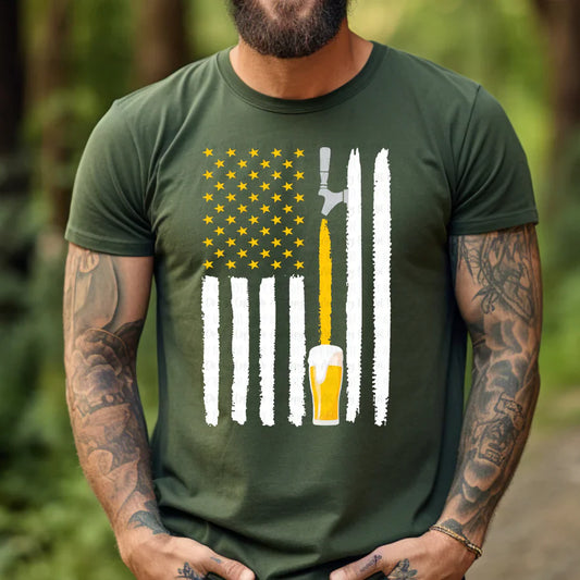 #173 American flag with beer
